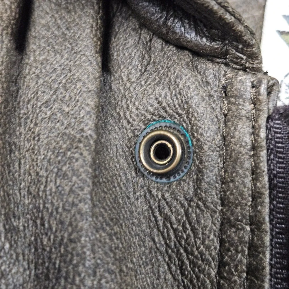 Phase 2 Leather Jacket 2XL Brown Plaid Lined‎ Zip Pockets Vintage Grunge